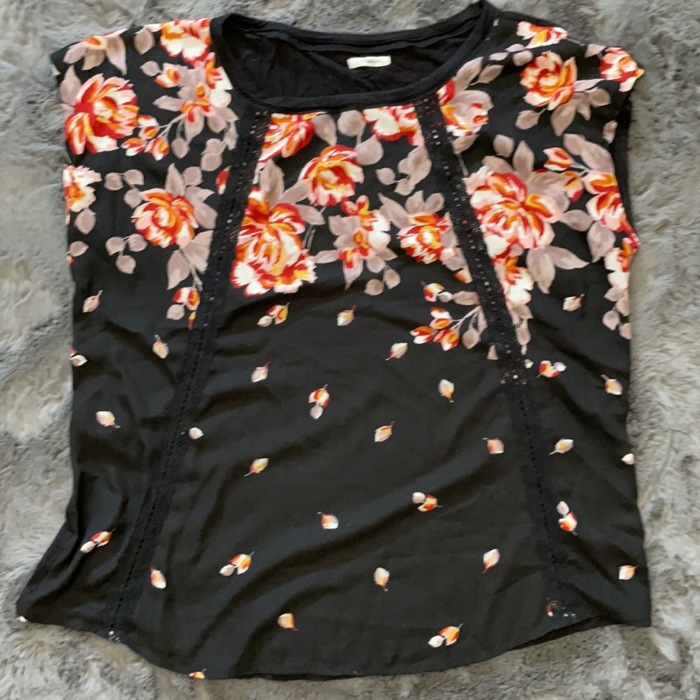 Maurices Floral Crochet Woven-Knit Blouse